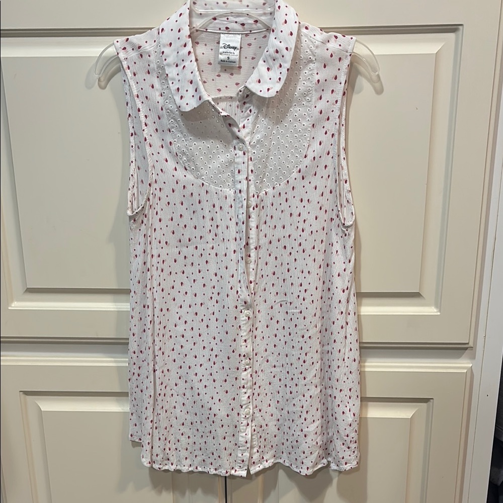 Disney by Lauren Conrad Pink and White Sleeveless Blouse with Peter Pan Collar